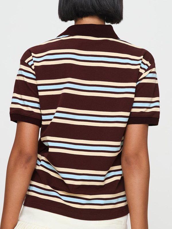 women summer basic t shirt casual striped print lapel short sleeve tops for streetwear aesthetic grunge clothes