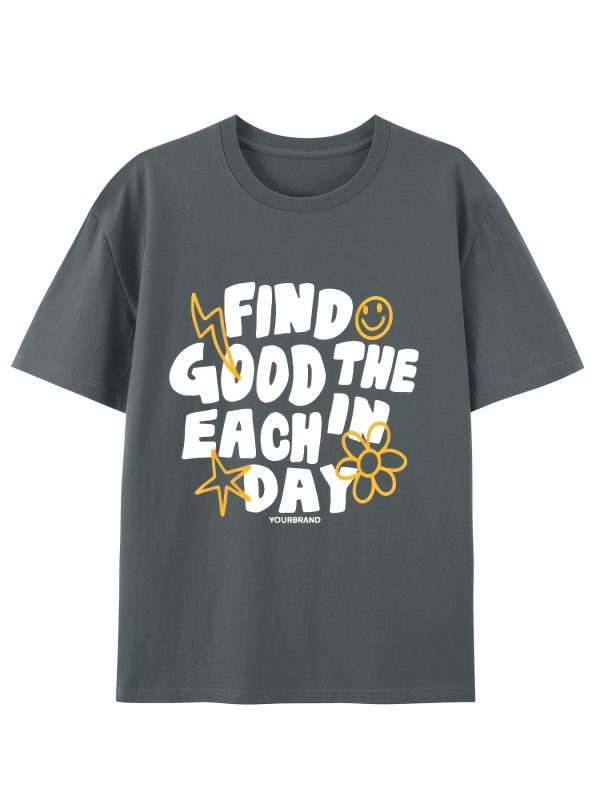 find good in the each day men's high quality thick combed 220g cotton round neck t shirt with trendy pixel style printed short sleeves