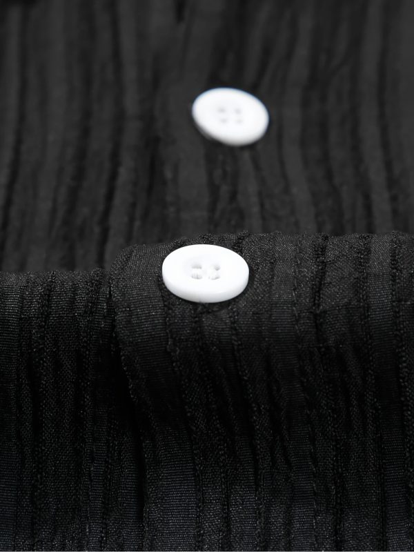 mencasual stripes short sleeve sports suit, button shirt collar and elastic waistband pants, made of polyester textile elastic fiber blend, summertwo piece set, belt detail