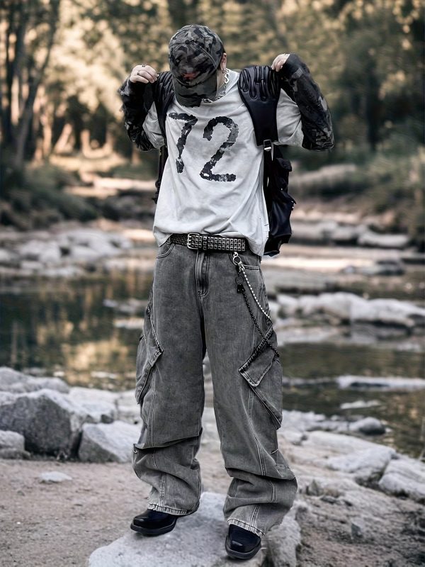 men's wide leg loose jeans, y2k casual fashion loose jeans, work office streetwear.