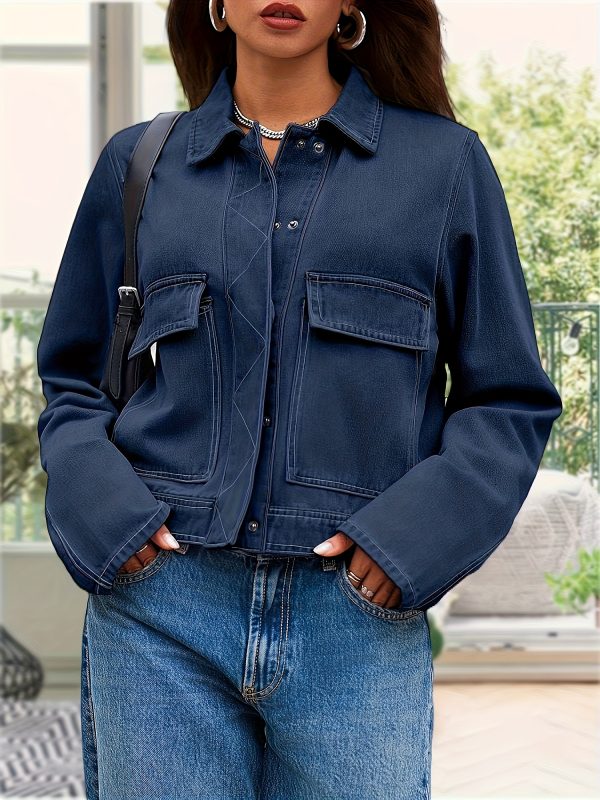 womens denim jackets casual long sleeve button jean shirt shackets with pockets