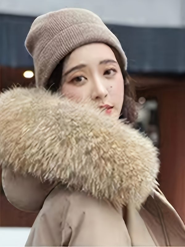 23208 women's casual faux fur lined coat with plush faux fur hood & cuffs machine washable all season outerwear, solid color design for casual attire
