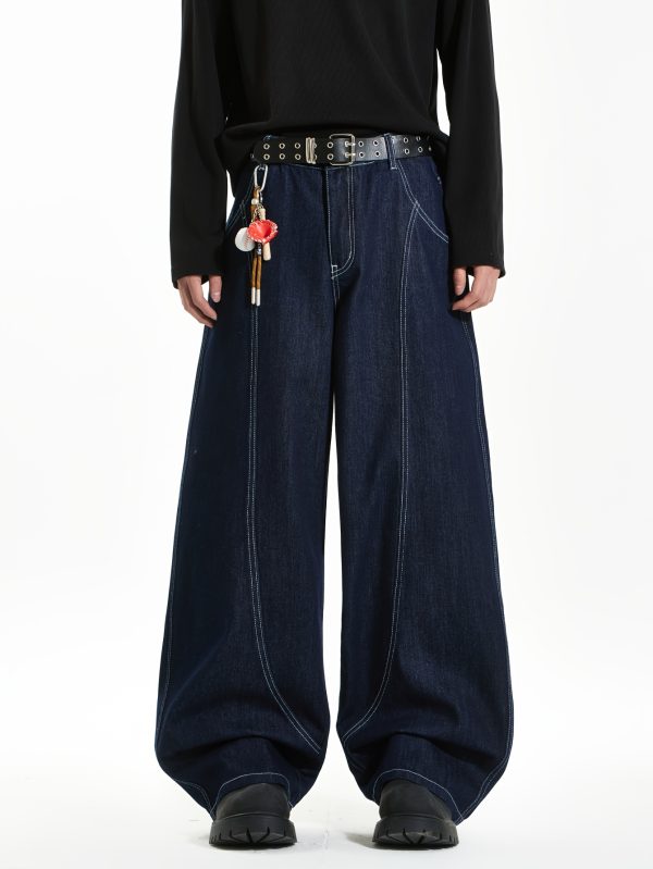 men's american high street casual loose jeans, fashionable and simple line casual jeans, all seasons (without beltu002fwithout hanging decoration)