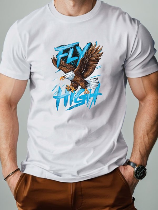 eagle graffiti style fly high pure cotton men's tshirt comfort fit