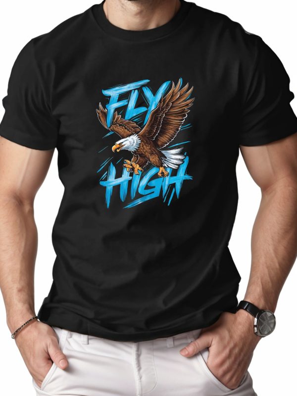 eagle graffiti style fly high pure cotton men's tshirt comfort fit