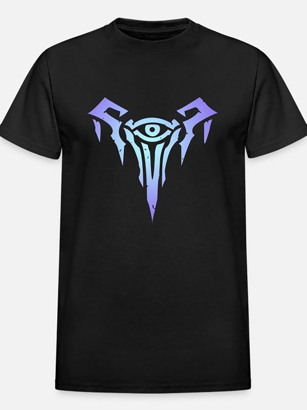 men's black graphic t shirt with eye catching purple & blue design soft cotton, short sleeve, round neck, casual fit, machine washable perfect for casual attire