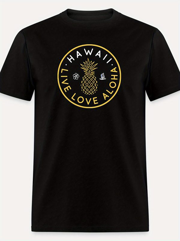 live, love, aloha 4008 funny men's short sleeve graphic t shirt collection black