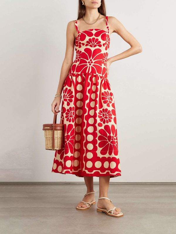 women spaghetti strap sleeveless dress summer floral print backless party dress for vacation cocktail beach streetwear