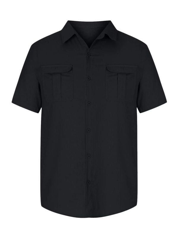 mens button shirts casual short sleeve lapel collar solid color shirts summer tops 9pcs