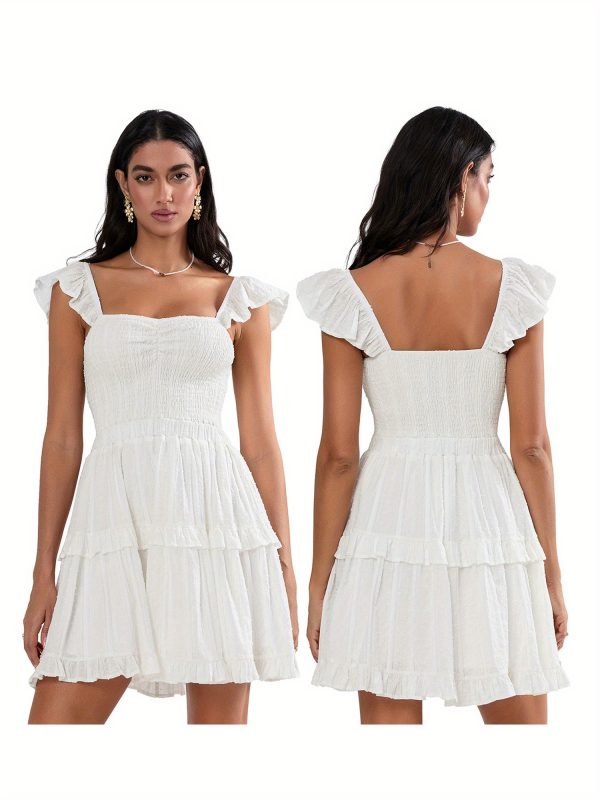women slip dress, sleeveless backless pleated dots a line dress summer mini dress