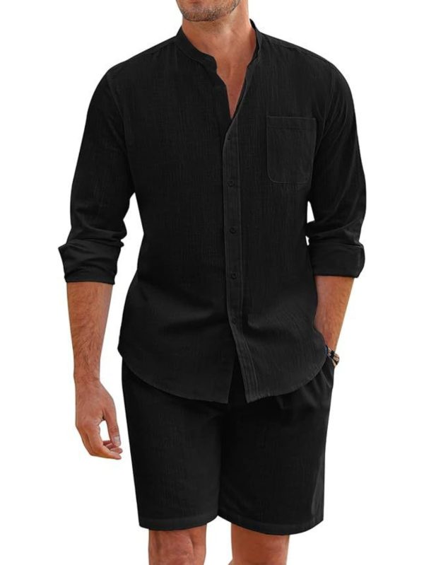 men's summer beach casual two piece suit holiday cardigan fashion suit