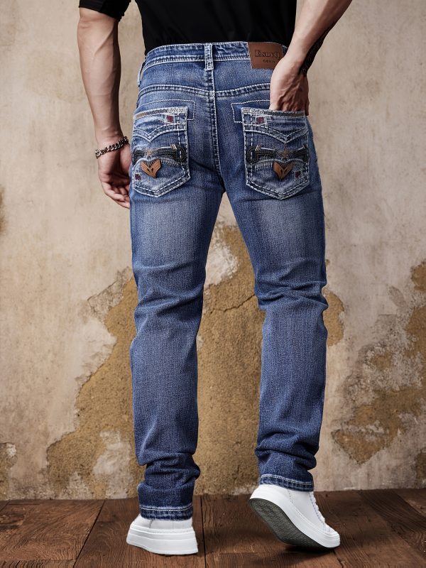 men's thick line original stretch four season denim trousers