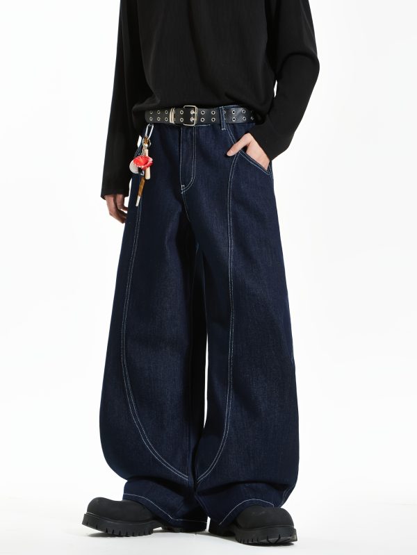 men's american high street casual loose jeans, fashionable and simple line casual jeans, all seasons (without beltu002fwithout hanging decoration)