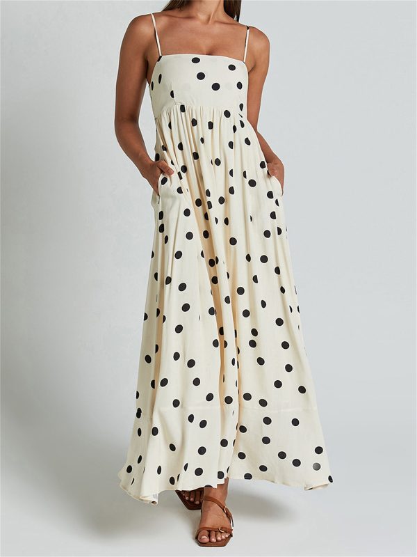 casual dresses for women sleeveless summer beach dress a line spaghetti strap sundresses with pockets