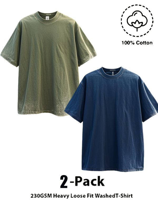 set of two crewneck t shirts, it's a simple and great value option. high quality cotton is breathable and light beige friendly, one deep and one shallow. the daily commute is casual, and it is easy to wear a men's style