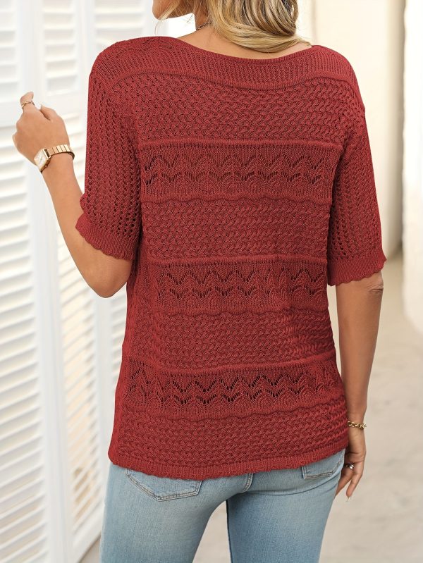womens summer tops round neck lace short sleeve casual top blouse