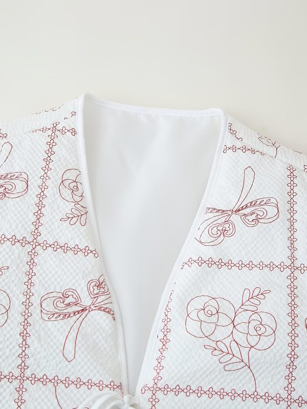 women's floral print jacket, loose and versatile, with a textured open collar, casual and warm top