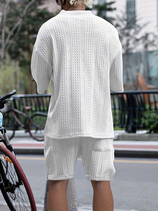 men's fashion casual v neck jacquard set fashionable ethnic elements create a casual fashion look and interpret the style of leisure and vacation