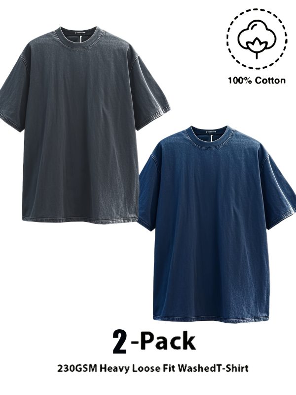 set of two crewneck t shirts, it's a simple and great value option. high quality cotton is breathable and light beige friendly, one deep and one shallow. the daily commute is casual, and it is easy to wear a men's style