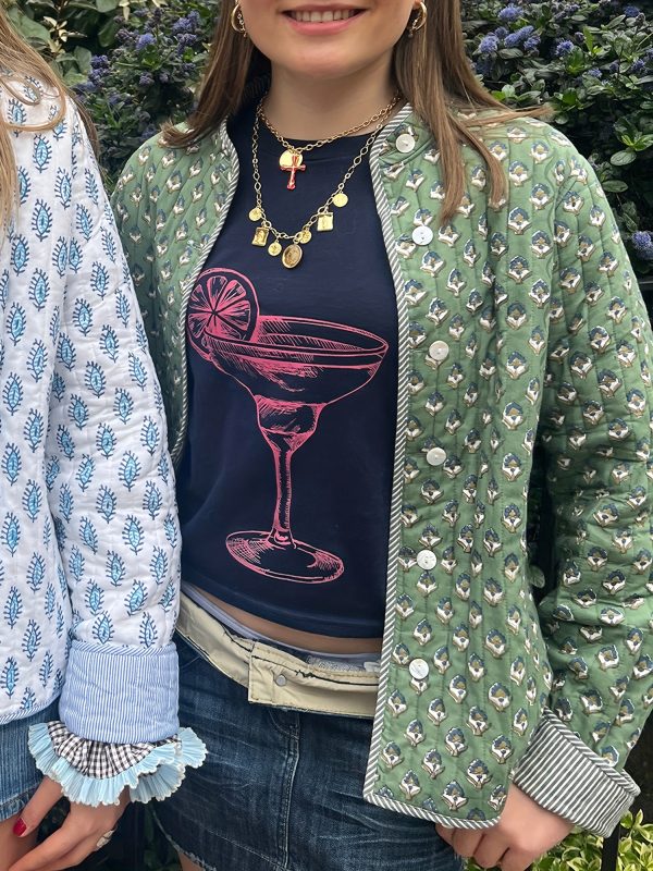 women's y2k floral quilted jacket double sided print, mock neck, long sleeve button coat, casual fallu002fwinter outerwear, machine washable, green & beige floral design, cute jacket