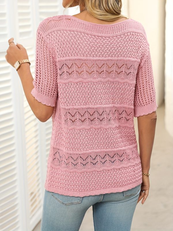 womens summer tops round neck lace short sleeve casual top blouse