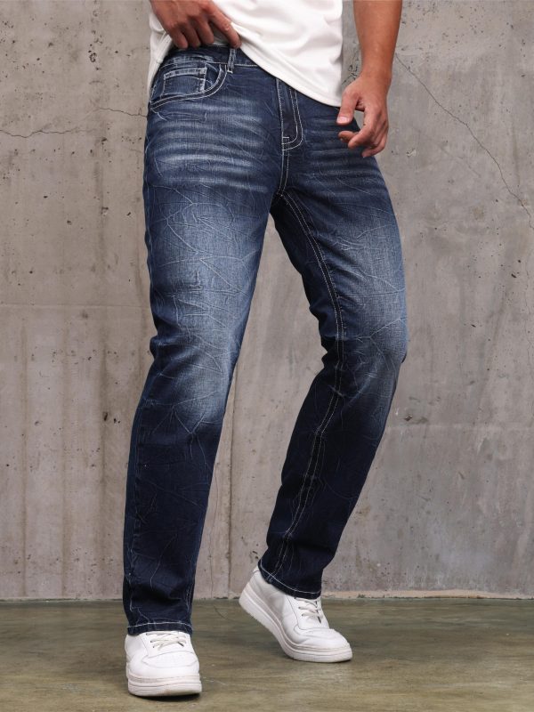 men's solid slim fit jeans, street style stylish causal denim pants