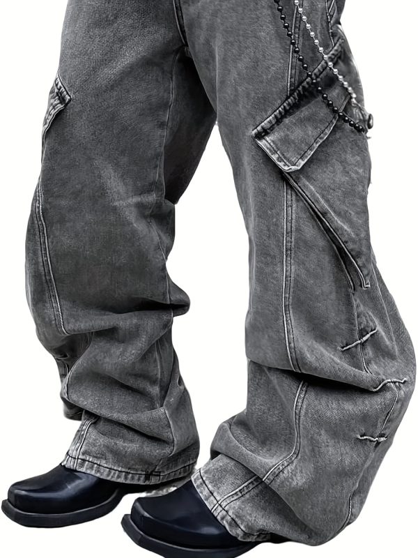 men's wide leg loose jeans, y2k casual fashion loose jeans, work office streetwear.