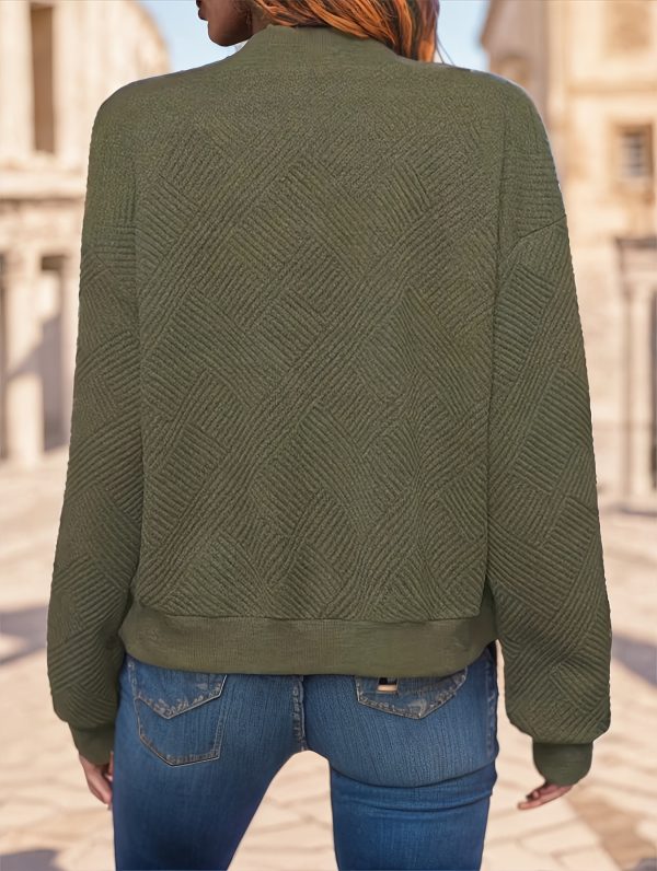 women's casual solid green zip up jacket