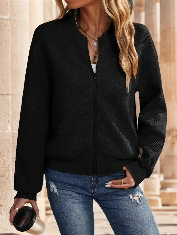 women's casual solid green zip up jacket