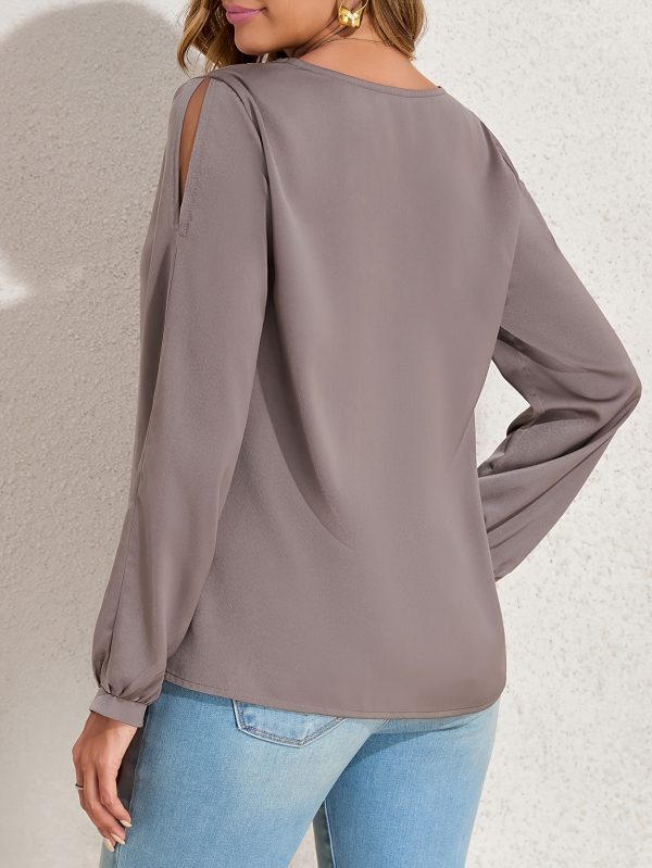 women summer tops neckline lace patchwork pullover shirt long sleeve elegant blouse