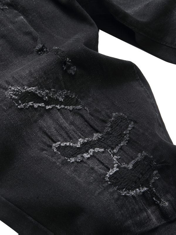 men's washed black fashion trend slim joker stretch jeans men wear autumn new men's jeans.