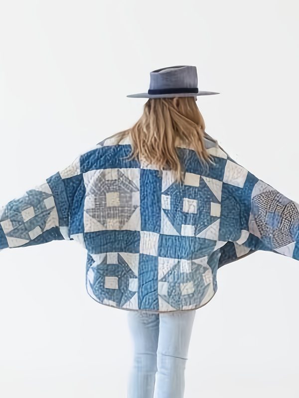 women's elegant floral print batwing cardigan loose fit long sleeve fall jacket, machine washable casual chic outerwear for layering, non stretch fabric & versatile style