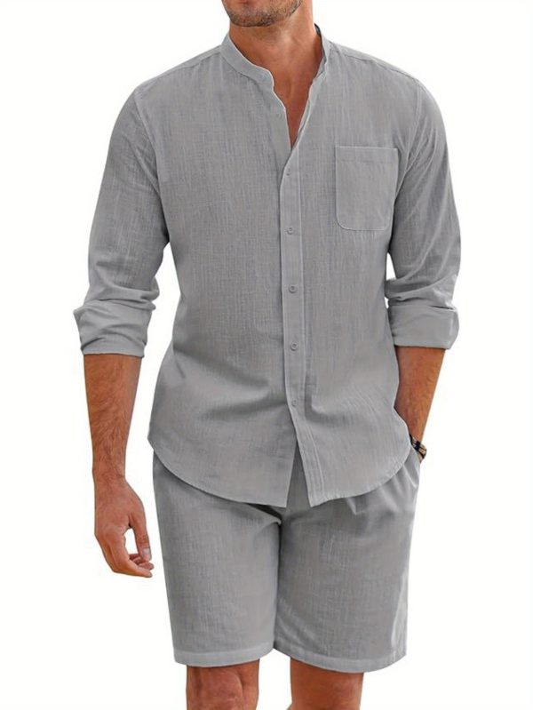 men's summer beach casual two piece suit holiday cardigan fashion suit