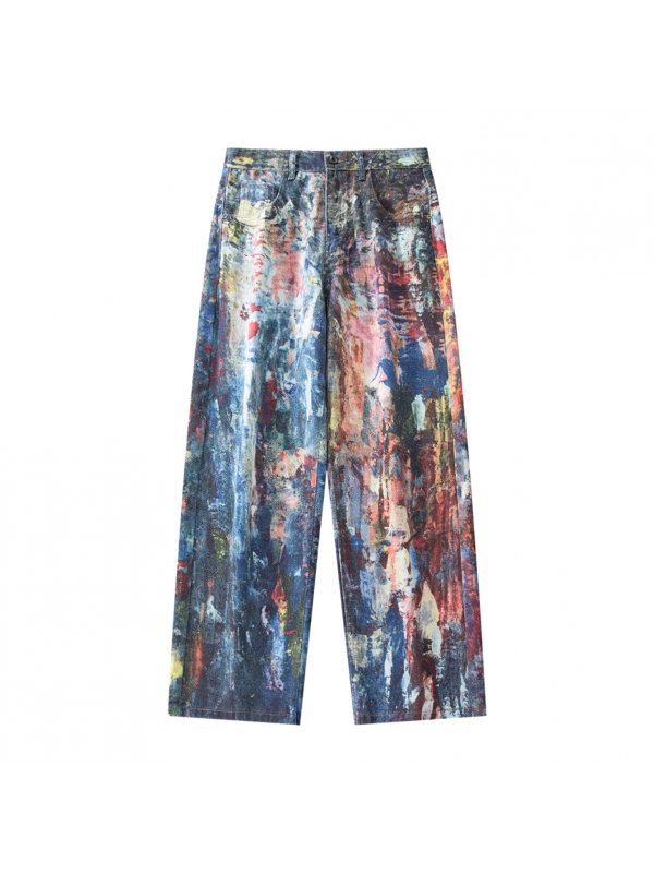 spring summer new unique loose ac trend burnt pants men salt wash street fashion