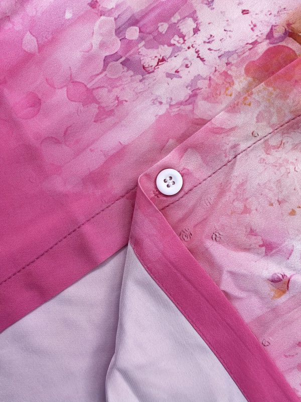 men's casual floral print short sleeve shirt & pants set vibrant pink & purple floral design, button up with pocket, polyester fabric, all season wear, casual attire|floral print shirt|polyester fabric