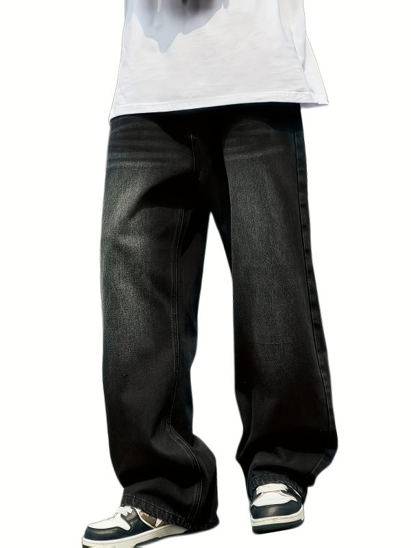 men's skinny fit wide leg jeans, men's stylish comfy denim pants, versatile for four seasons