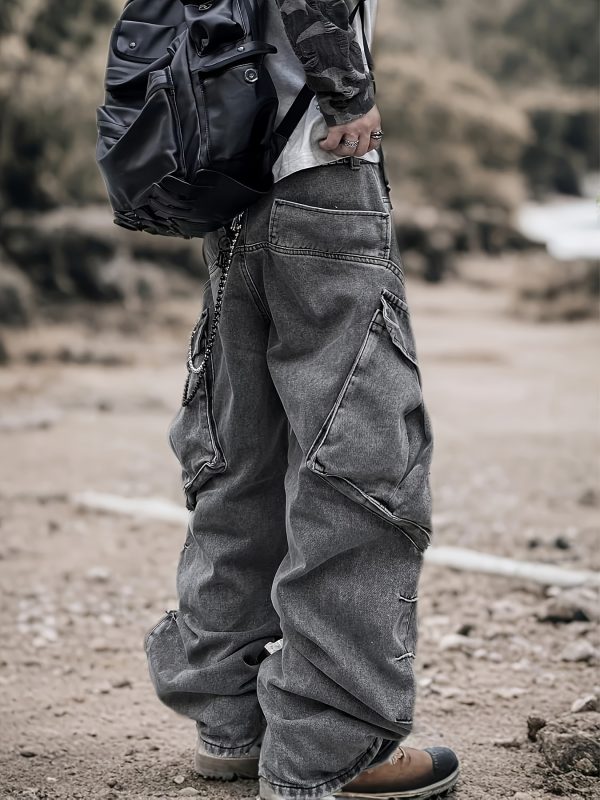 men's wide leg loose jeans, y2k casual fashion loose jeans, work office streetwear.