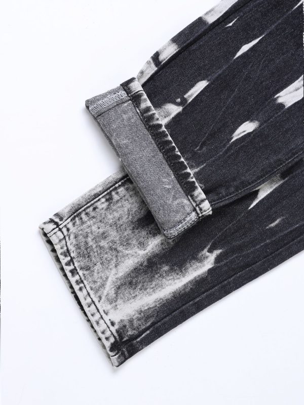 men's straight leg slim fit distressed black faux denim mid rise blend, casual street style with ripped details, comfortable and versatile, suitable for casual wear, stylish long pants, durable fabric