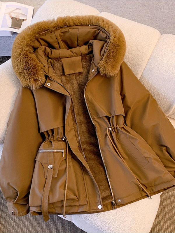 women's winter coat elegant tanu002f, full zip front closure, long sleeves, lightweight cold weather jacket for everyday & formal occasions