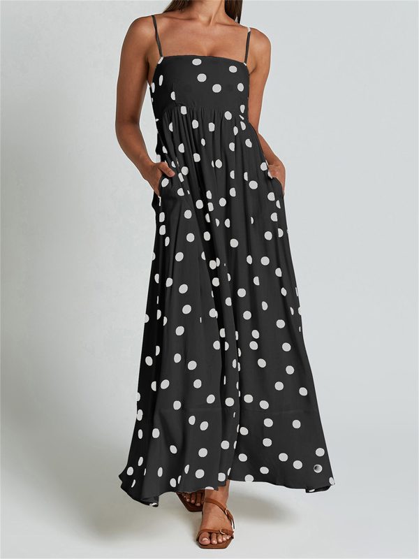 casual dresses for women sleeveless summer beach dress a line spaghetti strap sundresses with pockets