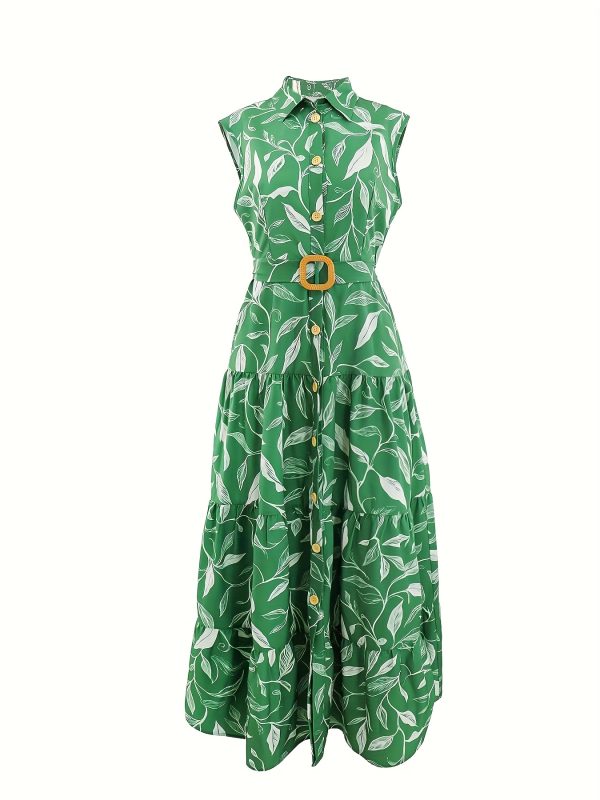 women's casual sleeveless a line dress with button front waist & belted waist navy blue floral print, lightweight summer vacation dress for beach, pool, or casual outings, beach dresses, poolside attire, nontransparent fabric