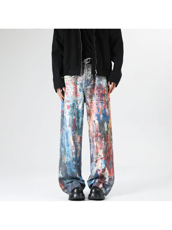 spring summer new unique loose ac trend burnt pants men salt wash street fashion