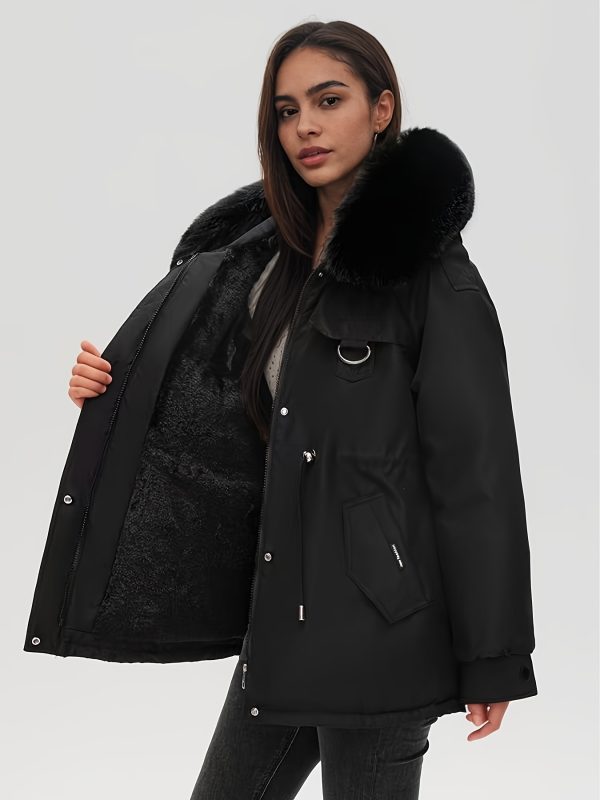 women's beige faux fur zip up coat long winter coat with pockets, solid color, fallu002fwinter style, cozy outerwear for cold weather, cozy winter wear | zipup coat | durable outerwear