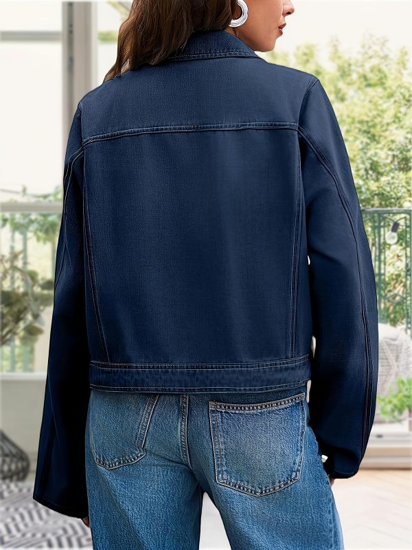womens denim jackets casual long sleeve button jean shirt shackets with pockets