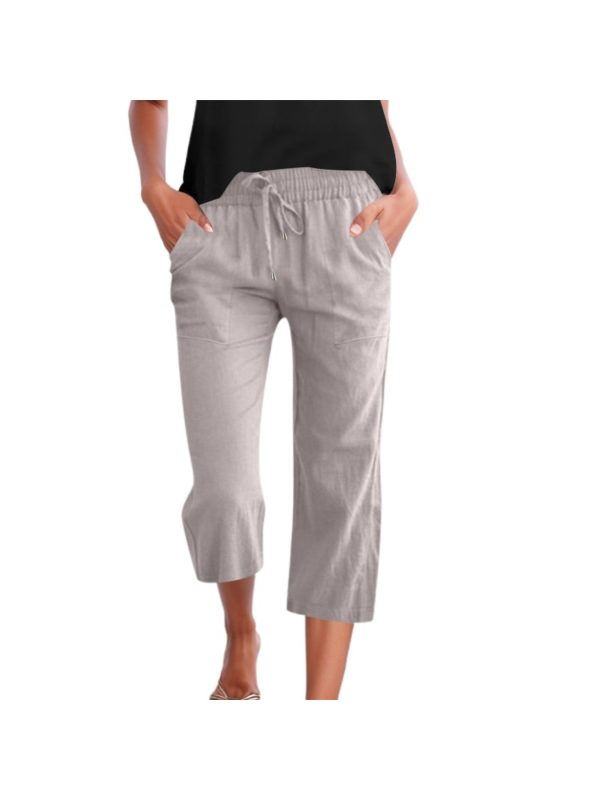 women's casual 3u002f4 length track pants jumpsuit elastic waist with drawstring, side pockets, solid color, all season comfort for lounge & casual attire, casual wear jumpsuit | drawstring waist jumpsuit | smooth texture