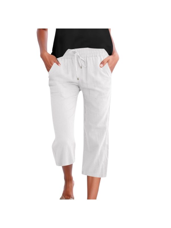 women's casual 3u002f4 length track pants jumpsuit elastic waist with drawstring, side pockets, solid color, all season comfort for lounge & casual attire, casual wear jumpsuit | drawstring waist jumpsuit | smooth texture