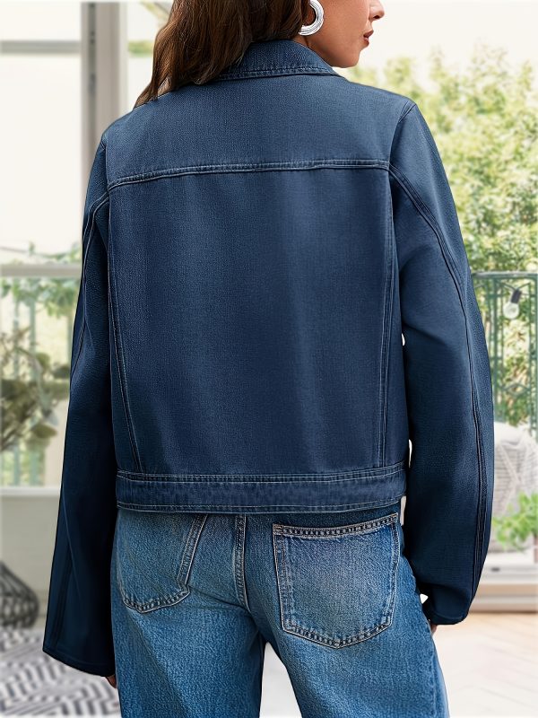 womens denim jackets casual long sleeve button jean shirt shackets with pockets