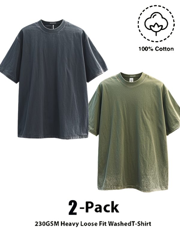 set of two crewneck t shirts, it's a simple and great value option. high quality cotton is breathable and light beige friendly, one deep and one shallow. the daily commute is casual, and it is easy to wear a men's style