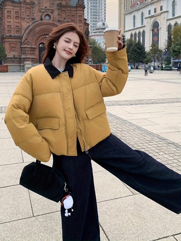 women's chic mustard yellow ( other neutral tones) non stretch structured fabric coat, zipper front closure, casual to formal outerwear for everyday & special events, versatile fashion, sleek design