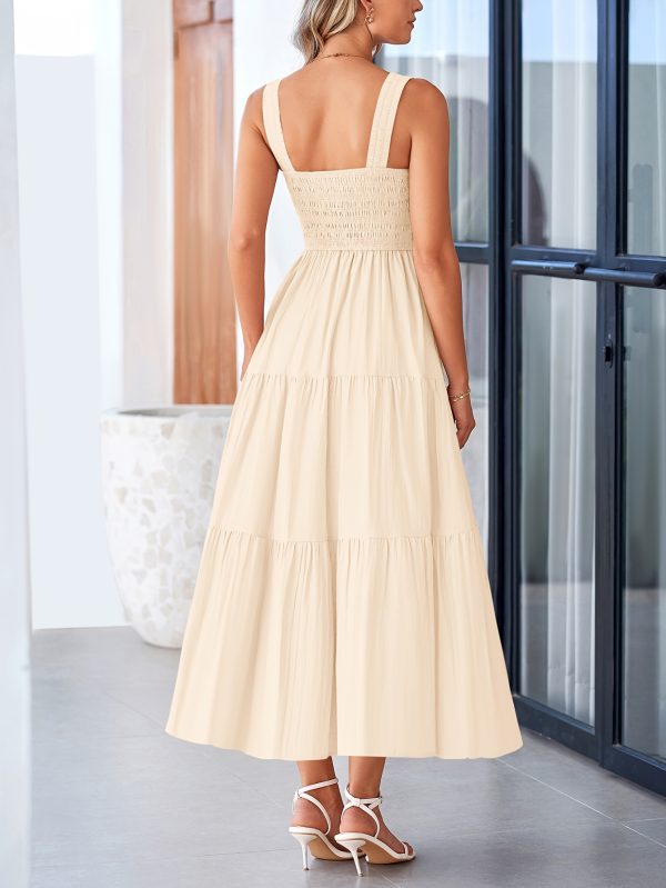 women's strapless cute sleeveless dress with lace edge a line long tassel dress beach sun dress